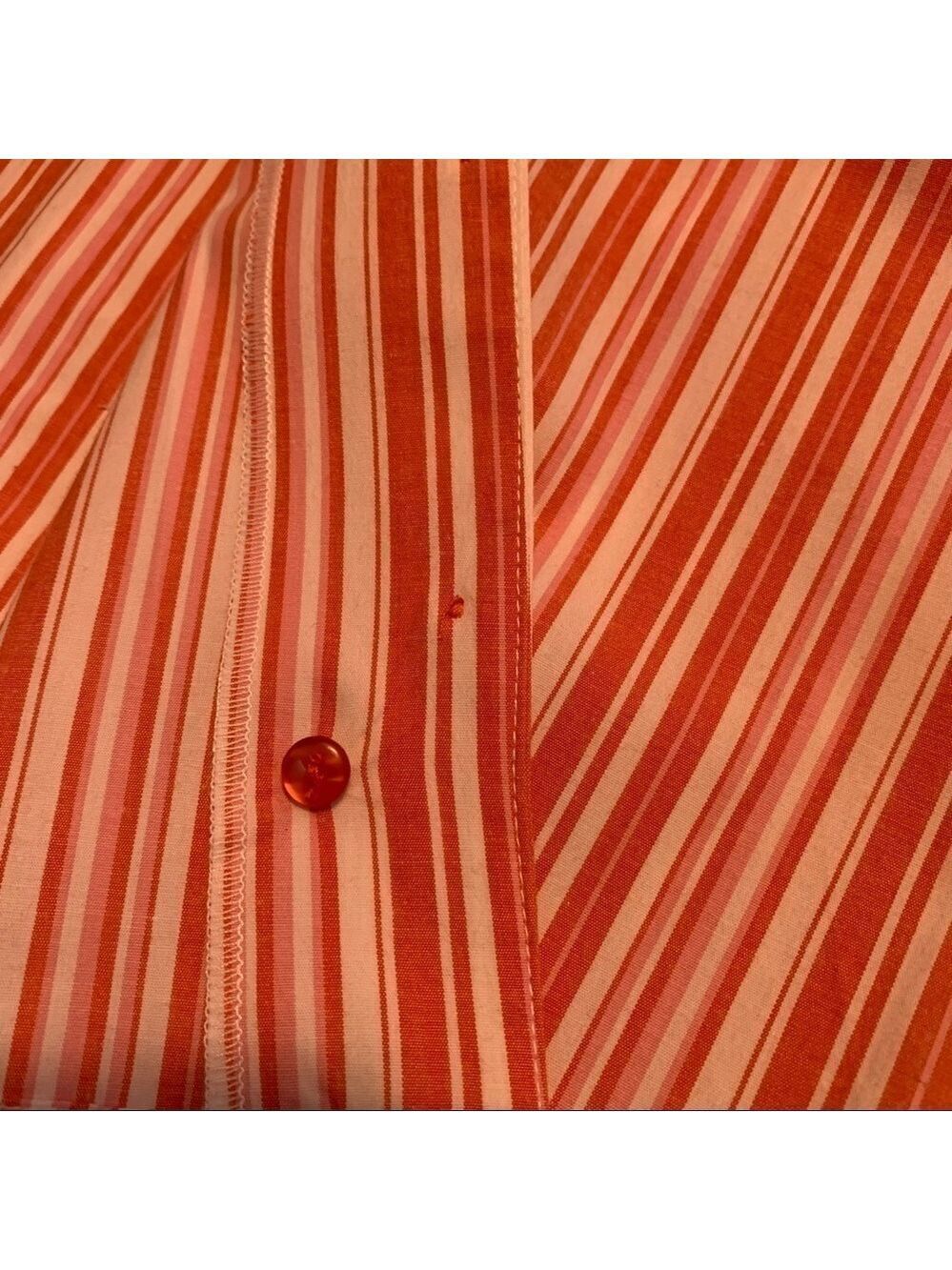 AUSTIN CLOTHING CO short sleeve striped button front cotton stretch blouse top - Picture 6 of 9